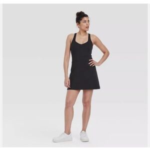 all in motion Classic Black Racerback Tank Dress w/ Shorts & Bra Cups NWT L